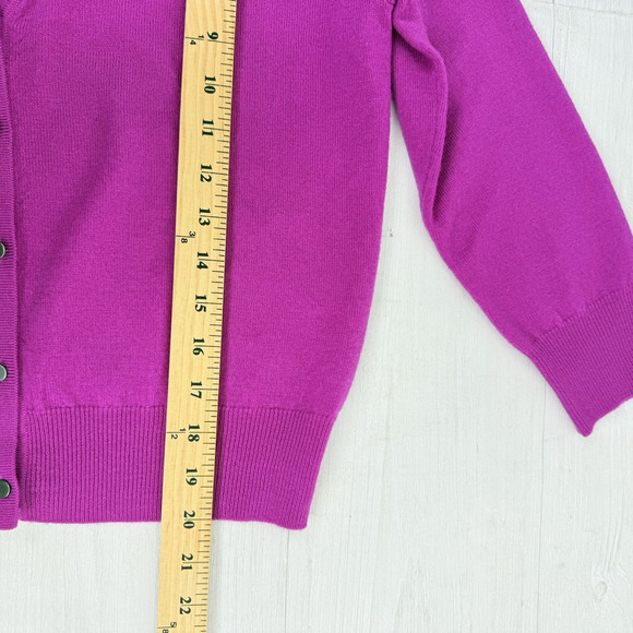 Milly Merino Wool Cardigan Sweater Women Medium Bright Pink Preppy V Neck Studs - Picture 10 of 12
